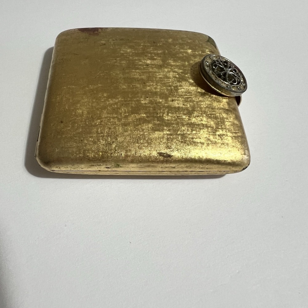 AVON Gold Tone w Floral Rhinestone Catch Latch Loose Powder Compact VINTAGE - Picture 9 of 15